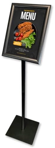 DisplayLager - Basic Infoständer A4, Schwerer Fuß, inkl. drehbarer Klapprahmenprofil (Schwarz, A4)