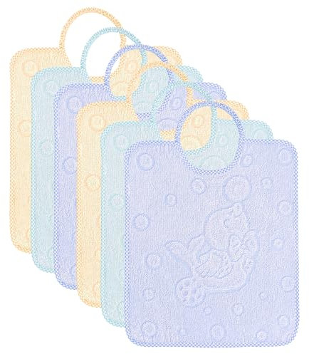 EMMEBi set de 6 baberos elásticos de algodón, fabricados en Italia, elástico azul, talla única