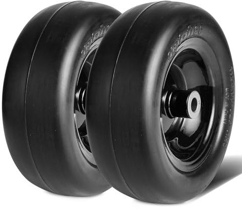 VEVOR Lawn Mower Tires with Rim, 11x4-7 Tubeless Tractor Tires, 2-Pack Tire and Wheel Assemby, Flat-free PU Tire, 3.4 Centered Hub, 3/4 Bushing Size, 20 PCS Adapters for Riding Mowers Lawn Tractors