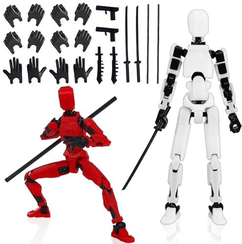 T13 Action Figure, 2 Stück T13 Action Figures 3D-Druck von Beweglichen Figuren mit Mehreren Gelenken, Titan 13 Action Figure, Mit 4 Waffen + 3 Handtypen, T13 Action Figures, Roboter Actionfigur