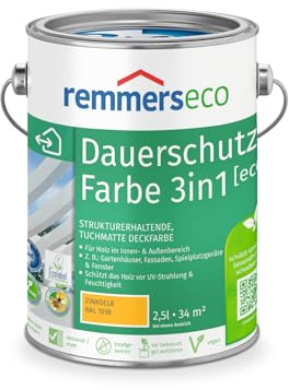 Remmers Dauerschutz-Farbe 3in1 [eco] zinkgelb (RAL 1018), 2,5 Liter,für innen und außen, 3in1: Isoliergrund, Zwischen- und Schlussbeschichtung
