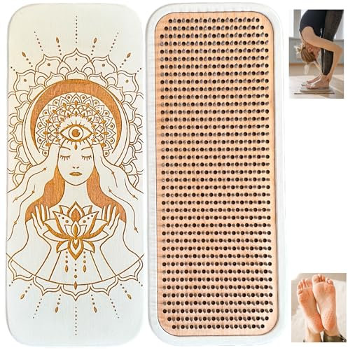 TENGRY Sadhu Board, Anfänger, extra leichtes Sadhu-Board, 8 mm, Sechseck, Blume des Lebens, Aluminiumnägel, schlankes Sadhu-Holzbrett für Yoga, Akupunktur-Fußmassage (Lotusblume)