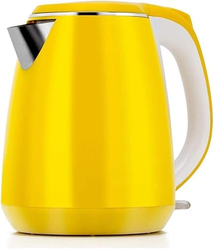 vkeid Electric Kettle 1.5L Capacity 304 Premium Stainless Steel Kettle 3000W Fast Boiling Cordless Kettle with Wide Spout for Easy Filling BPA-Free Auto Shut-Off Yellow lofty ambition hopeful