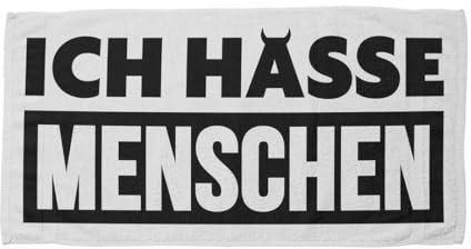 Handtuch & Strandtuch mit Spruch: Ich Hasse Menschen - Duschtuch lustig als Gechenk für Frauen & Männer - Badetuch als Geschenkidee (140x70cm)