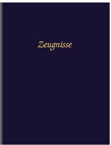 ADINA Hochwertige Zeugnismappe A4 mit 10 Hüllen (blau Lederoptik)