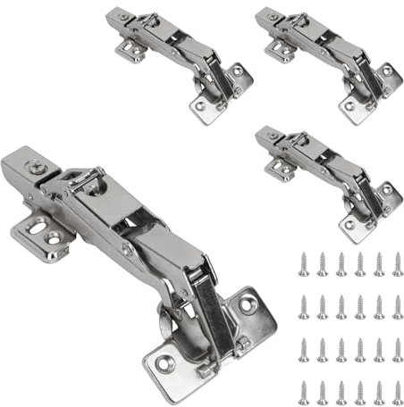 Luabue 4 cerniere a chiusura rallentata a 165 gradi per armadietti da cucina, cerniere per porte e armadi, cerniere pieghevoli con viti di fissaggio