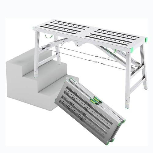 Mehrzweck-Gerüstleiter, Arbeitsbühne mit stabilem Gerüsthocker, ideal für Maler- und Wartungsarbeiten, 180 x 40 cm, einfacher Zugang und Komfort