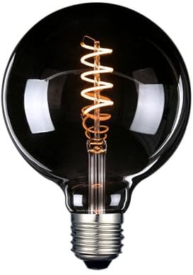 LUXULA LED Filament Leuchtmittel SPIRAL Smoke - Globe G95 E27 4W 40lm 1800K Warmweiß dimmbar - Vintage Design Ambiente Deko Glühbirne Lampe