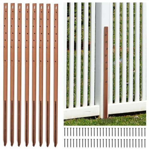 GROWNEER 8PCS Timber Fence Post Repair Stakes Kit 75cm (29.5) Heavy Duty Fence Post Stakes Ground Spike Reinforces and Repairs Damaged or Broken Post(to fix 4 Broken Wood Post)