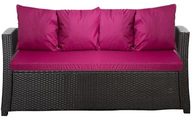 Setgarden® Bankauflage - Outdoor sitzkissen für Gartenbank für polyrattan- Polster Auflage Outdoor - Bankpolster Auflage für Hollywoodschaukel Rattan Sitzbank (Rosa, 180x60x50cm)