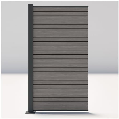 HORI® Sichtschutzzaun Rhombus-Style Anbauelement schmal | WPC Windschutz | Robuster Zaun für Garten & Terrasse | Erweiterbares Sichtschutzsystem | Modernes Design I Aufschrauben Graubeige