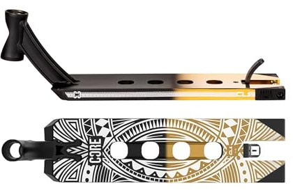 Core CL1 Stunt Scooter Deck 5 x 19 - Pro Lightweight Deck for Stunt Scooters & Custom Scooters, Grip Tape included, Perfect for Skatepark riding - Gold/Black Split