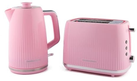 Hamilton Beach Kettle and Toaster Set, Miami, Electric Kettle 1.7L, Wide Slot Toaster 2 Slice, Boil Dry Protection, 7 Variable Browning Levels, Flamingo Pink - HBMIAF