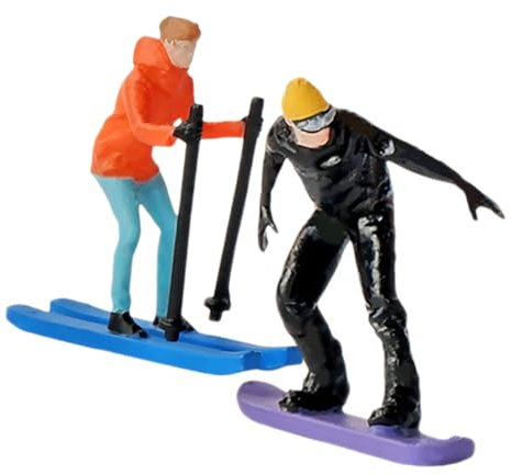 Supvox 2 Stück Miniatur Skifahrer 1:64 Maßstab Bemalte Skifigur Für Diorama Winzige Skiszenen Figuren Für Modellbau Und Makrofotografie