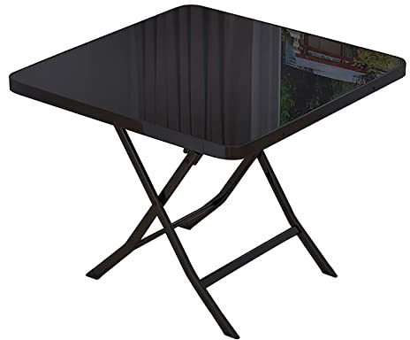 Mesa de cristal plegable, portátil y duradera para comedor interior, camping al aire libre y uso de café