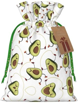 Lustige Cartoon-Avocado-Druck, Weihnachts-Kordelzug, Geschenkbeutel, Weihnachtsdekoration, wiederverwendbare Beutel