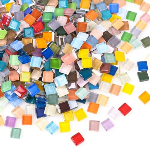 Dncvb Mosaikstenar för pyssel ca. 1100 st. Färgglada mosaikplattor Glasmosaikstenar Mosaikstenar för heminredning, DIY Kreativ, Bilderramar, Underlägg