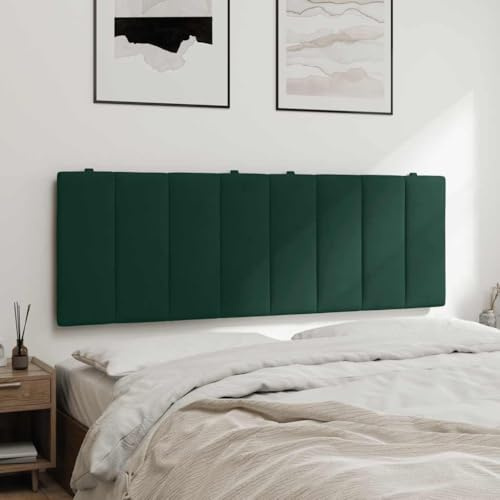 Mandloder Hanko Kopfteil-Kissen, Dunkelgrün, 120 cm breit, Weiches Samt-Polster für Betten, Wandmontage, Komfortable Rückenstütze zum Lesen