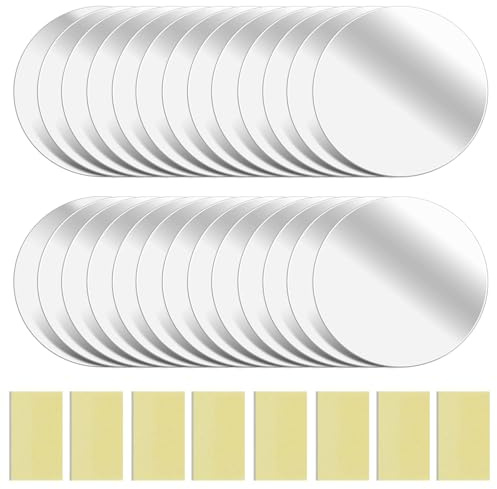 INTERWARM 50Pcs 2mm Small Mirrors,15cm Circle Mirror Centerpieces for Tables Acrylic Round Mirrors Table Wedding Centerpieces for Wedding Party Wall Decor Home Living Room Bedroom