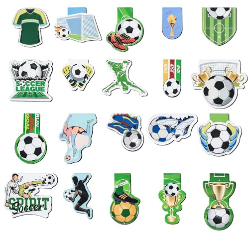 20 Stück Magnetische Lesezeichen, Magnetlesezeichen Magnetisches Lesezeichen, Fussball Geschenke Jungen Mädchen, Fußball Mitbringsel Magnet Seite Marker