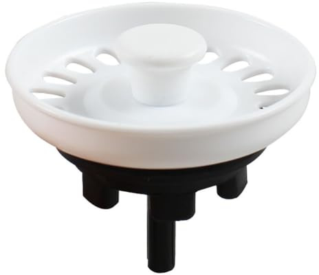 Passoire d'évier en plastique blanc de 74 mm avec maille fine pour débris alimentaires, compatible avec lavabo de cuisine standard