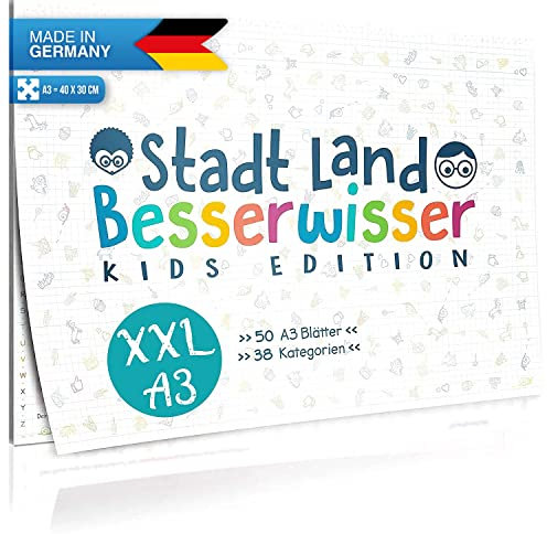 GOODS+GADGETS Stadt, Land, Bess Erwisser Kids Junior Kids – The Games Classic Town, Country, River in The XXL Edition Reissue with 39 Categories (Édition Allemande)