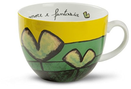 Egan Tazza Colazione Collezione Pane Amore e Fantasia. Oggetto Realizzato in Porcellana di Colore Verde e Giallo e Multicolore. Dimensione: 8,7X16X0 cm. La referenza è PAF03/1V