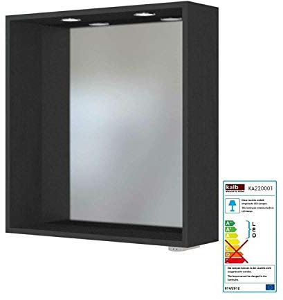 Lomadox Doppel Waschplatz Set 120 cm matt grau inkl. Aufsatz-Waschbecken und LED-Spiegelschrank