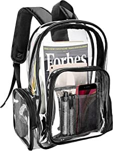 ProCase Klarer Rucksack Plastik Schulrucksack Schultasche,Transparent Wasserdicht Durchsichtig Strapazierfähige PVC-Buch-Tasche Clear Backpack für Schule Theater und Beruf