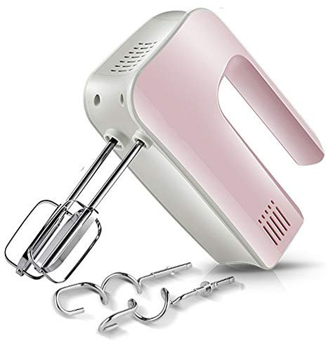 WHOJA Hand Mixer 120W 5 Speed Dough Hand Mixer Egg Beater Food Blender for Kitchen Baking Cake Ice Cream with 2X Dough Hooks Cream Milk Frother (Color : Pink)