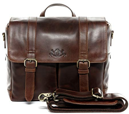 SID & VAIN Kameratasche echt Leder - SLR DSLR Umhängetasche Heathrow - Fototasche verstellbare Fächer mit Schultergurt - Ledertasche Herren und Damen braun handgefertigt