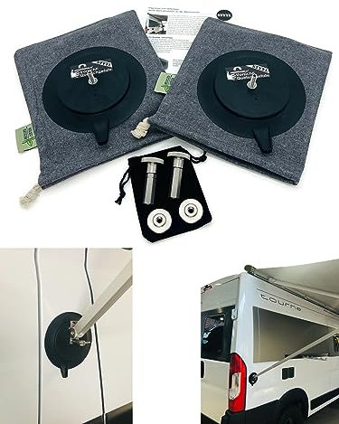 STYYL Markisen Halterung mit Magnet um die Stützfüße an Kastenwagen, Van, Bus, Camper zu befestigen, passend für Thule Fiamma Dometic UVM Wandhalter Markisenhalter magnetisch