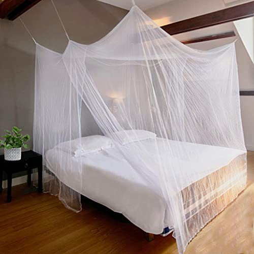 EUSHINE Zanzariera Letto, Universale Zanzariera per Letto con 2 Aperture, 180×200×200cm Zanzariera Quadrata Proteggerti dalle Zanzare Facile Installazione (Bianca)