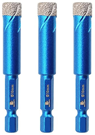 Forets Mèches Diamant Carrelage 10mm - BRSCHNITT Foret Céramique pour Porcelaine,Céramique, Granit,Carrelage(3 Pièces)