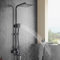 Cesinkin Colonne de Douche Noir Système de Acier Inoxydable Douche Étagère Douche Set kit de Douche Murale Solide Réglable Hauteur 75-110cm avec Douchette