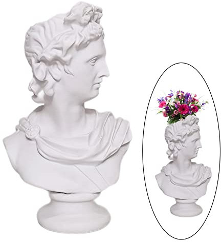 Tête Jardinière Statue, Cache Pot Forme Visage, Statue Brosses Titulaire, pour Arrangement Fleurs Pot Fleur, Décoration Bureau, Porte-Stylo Porte-Bijoux