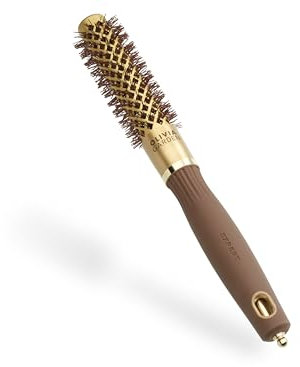 Olivia Garden Expert Blowout Shine – Doré & Brun - 20 - Brosse ronde en céramique antistatique pour brushing brillant et sans frisottis