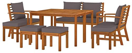 vidaXL Garten Essgruppe 9-TLG., Gartenmöbel Set mit Kissen, Sitzgruppe Modulares Design, Gartengarnitur Bank Tisch Stuhl, Massivholz Akazie