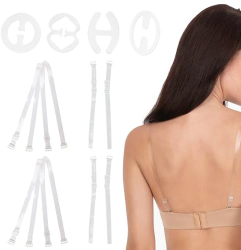 Lingerie Accessori Ladies,4pcs Clip Reggiseno,4pairs Spalline Trasparenti per Reggiseno,Clip per Reggiseno Antiscivolo,Fermaglio per Reggiseno,Donna Clip per Nascondere Reggiseni,Fibbie per Cinturino