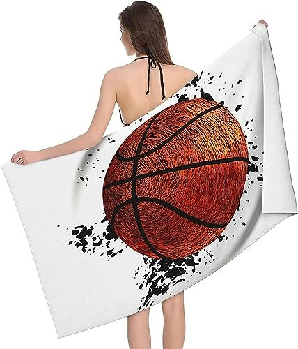 Strandtuch Basketball 3D-Druck Badetuch Adult Beach Sunscreen Surf Shawl Schnelltrocknend Für Camping, Wandern, Reisen, Schwimmen 70 X 150 cm
