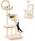 GYMAX Modern Cat Tree, Solid Wood Cat Tower with Capsule Nest, Scratching Posts & Padded Platform & Hanging Toy, Multi-level Cat Play Center for Kitten Play & Rest