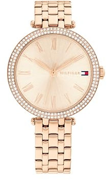Tommy Hilfiger Orologio con Movimento al Quarzo a Tre Lancette da Donna con Cinturino in Acciaio Inossidabile di Color Oro Rosa - 1782721, Rose Gold