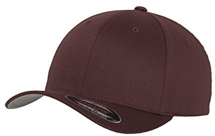 GIDUTEX Flexfit Unisex Wooly Combed Cap inkl. Schlüsselband graue Unterseite Baseball Cap Basecap (DE/NL/SE/PL, Alphanumerisch, S, M, Maroon)