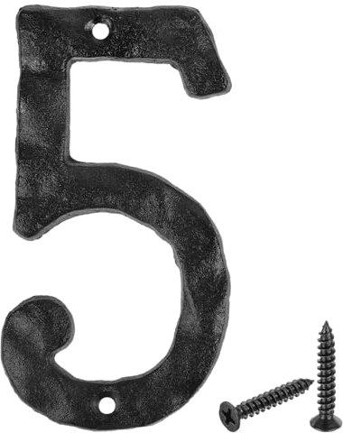 sourcing map House Address Number, 5.5 Inch Cast Iron Vintage Wall Number 5 Outside Numbers for Home Street Office Mailbox Sign, Black