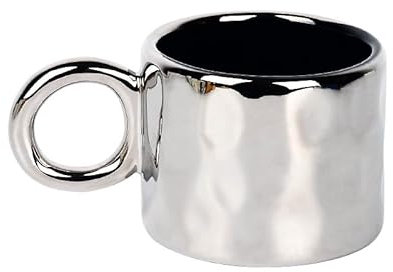 Keninll Ceramic Mug, Big Ears 400ml with Handle, Milk Coffee Hot Tea Breakfast Cup Silver