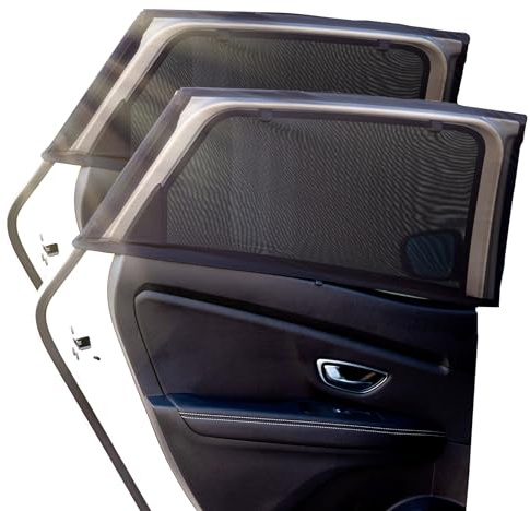 +PWR Car Parts 2 Pare-Soleil latéraux en Textile Elastique Universel. Protège l'intérieur de la Voiture des Rayons du Soleil. 100% Polyester de Haute qualité, Noir
