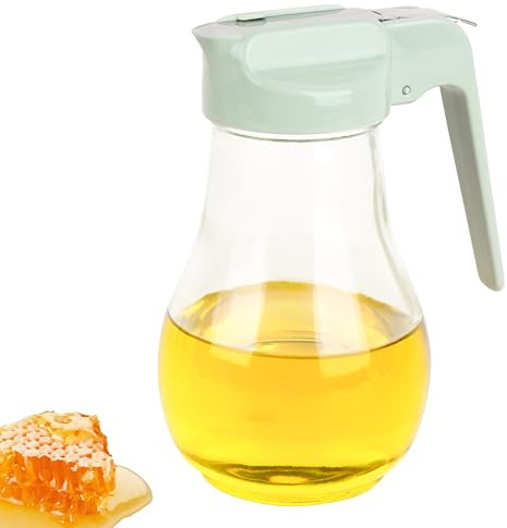 DODAMOUR Distributeur de sirop de 382,7 g avec couvercle en zinc moulé – Bec verseur anti-goutte pour sirop d'érable, flacon distributeur d'huile avec poignée antidérapante, pot à miel et récipient à