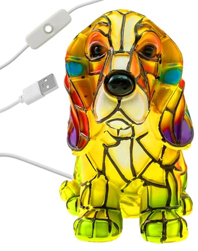 VAVPUP Hunde Nachtlicht,Tischlampe aus Harz,Beruhigende LED Kunstharzlampe,Energiesparende Nachtlicht,Deko Objekt fürs Schlafzimmer,Geschenk für Hundeliebhaber und Kinder(Stil 1)