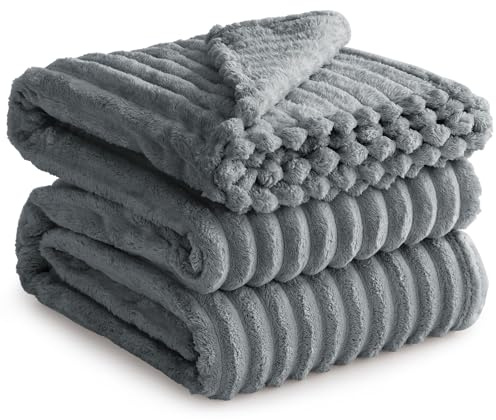 RUIKASI Kuscheldecke 220x240 Flauschig Decke Hellgrau - XXL Wolldecke Sofadecke für Couch & Bett, Wohn- & Kuscheldecken, Weiche Fleecedecke Warme Große Wohndecke Cord Blanket
