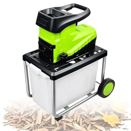 EXSHUING Bio-Trituratore Elettrico Da Giardino Da 2800w Con Sacco Di Raccolta (Capacità 60l); Taglia Rami Fino A 4,5 Cm Di Diametro; Doppio Ingresso Di Alimentazione, Rapporto Di Riduzione 25:1